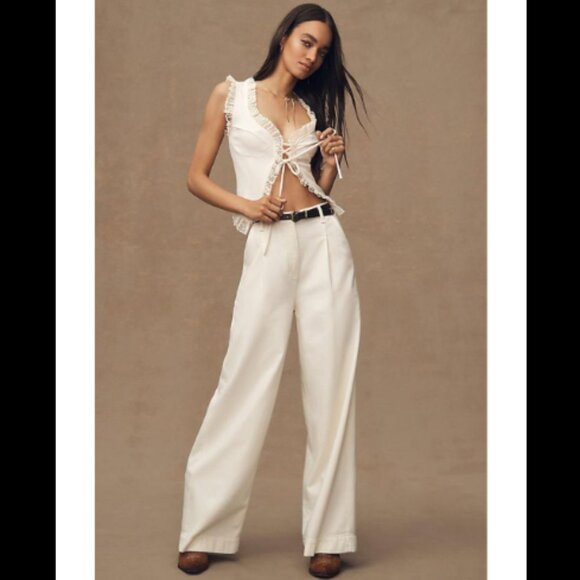 Brand New Blue Tassel Lace Tie-Front Tank Top - Picture 5 of 16